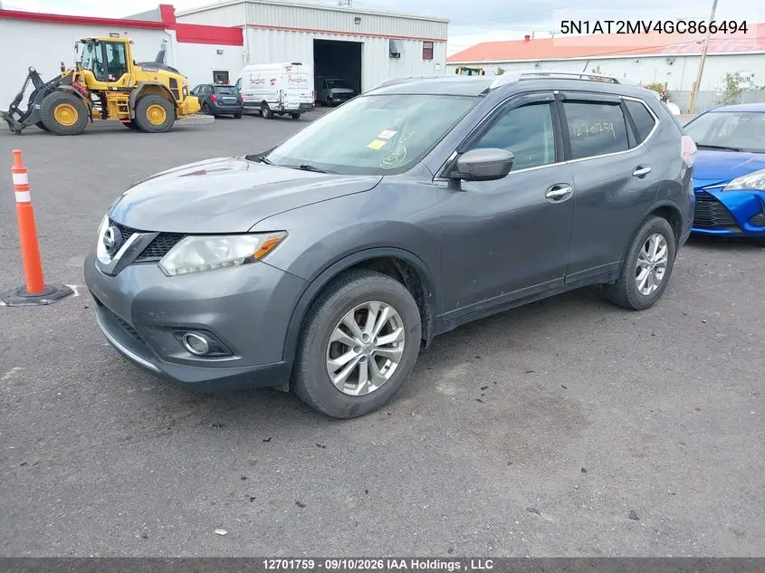 2016 NISSAN ROGUE VIN 5N1AT2MV4GC866494 — фото 2