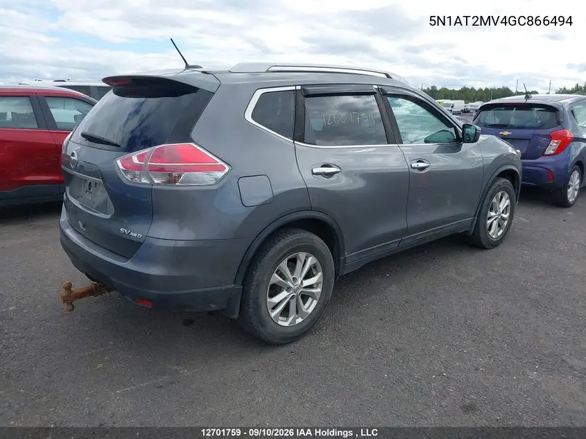 2016 NISSAN ROGUE VIN 5N1AT2MV4GC866494 — фото 4