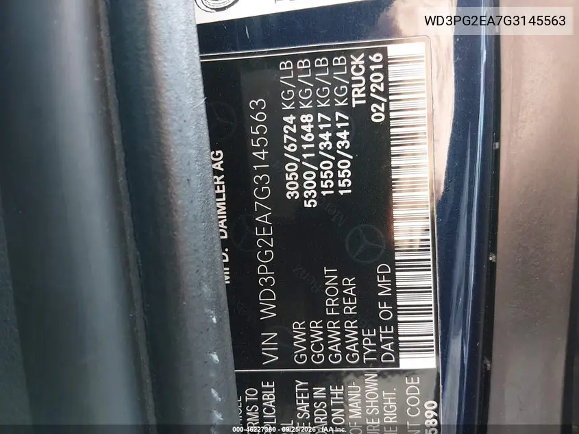 2016 MERCEDES N/A VIN WD3PG2EA7G3145563 — фото 9