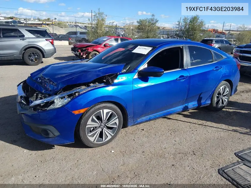 2016 HONDA CIVIC VIN 19XFC1F43GE203984 — фото 2