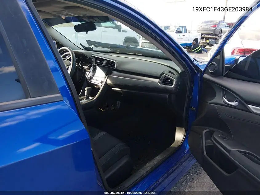 2016 HONDA CIVIC VIN 19XFC1F43GE203984 — фото 5