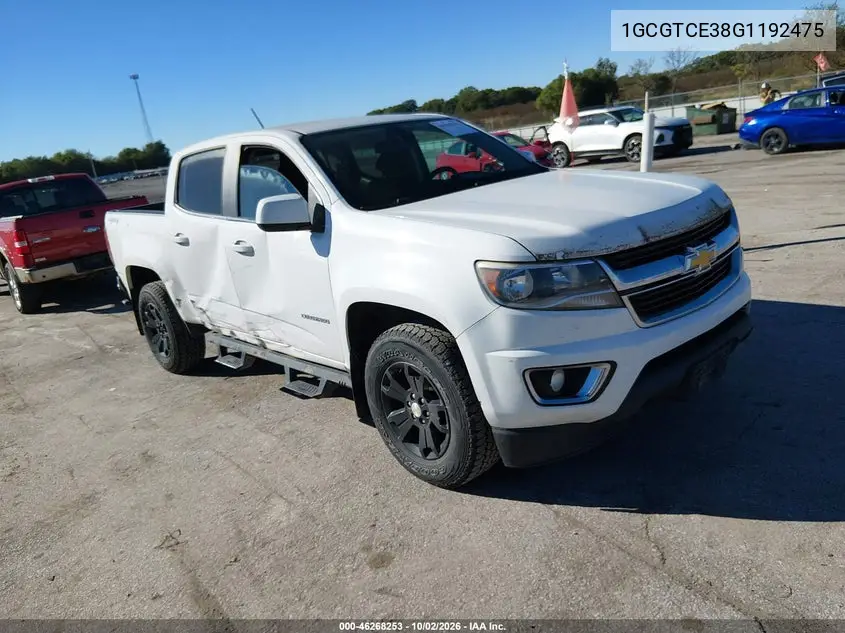 CHEVROLET COLORADO 2016, VIN 1GCGTCE38G1192475