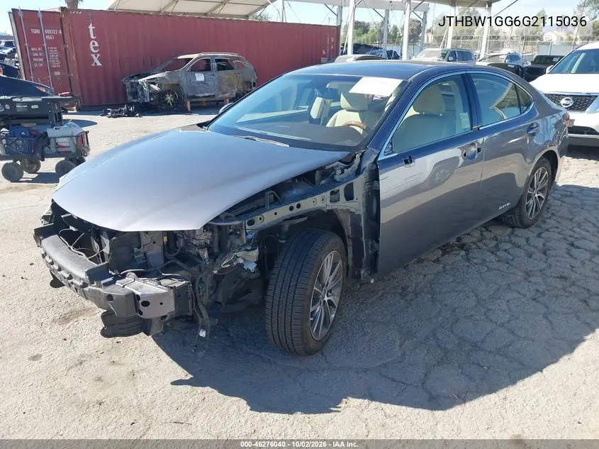 2016 LEXUS ES VIN JTHBW1GG6G2115036 — фото 2