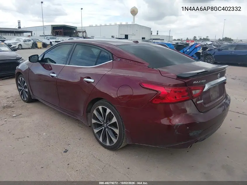 2016 NISSAN MAXIMA VIN 1N4AA6AP8GC402332 — фото 3