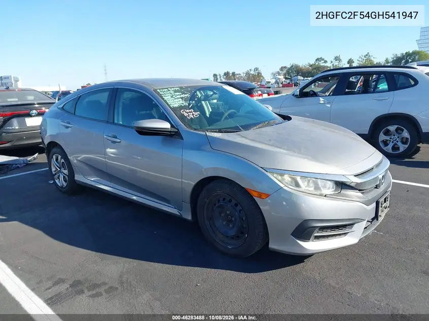HONDA CIVIC 2016, VIN 2HGFC2F54GH541947