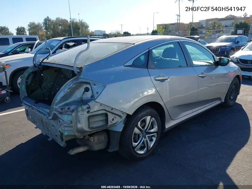 2016 HONDA CIVIC VIN 2HGFC2F54GH541947 — фото 4
