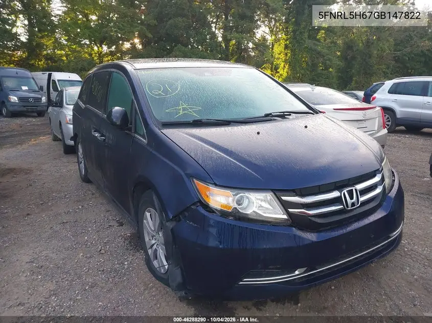HONDA ODYSSEY 2016, VIN 5FNRL5H67GB147822