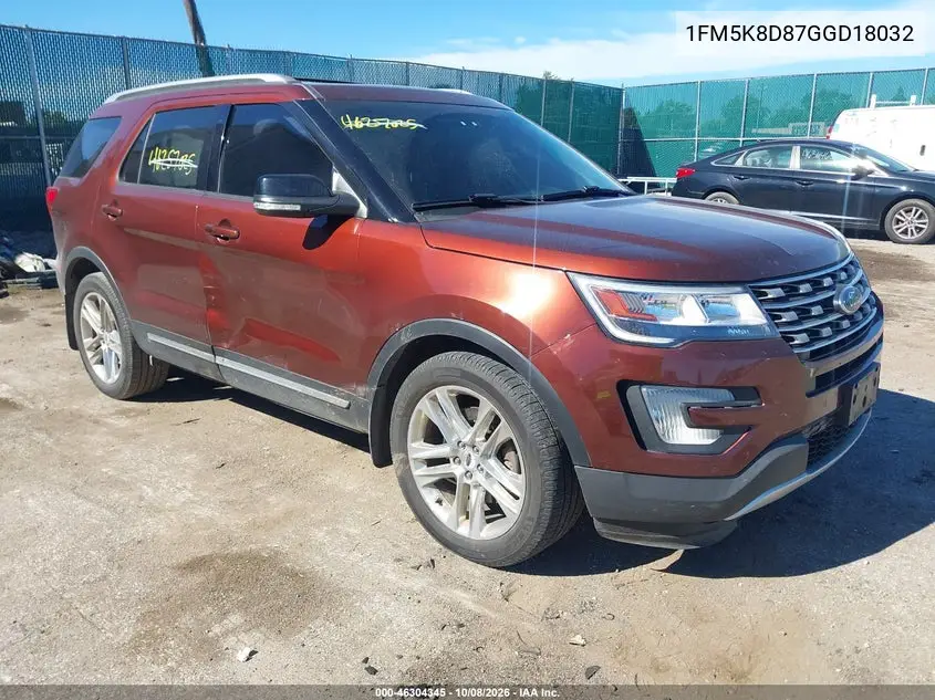 FORD EXPLORER 2016, VIN 1FM5K8D87GGD18032