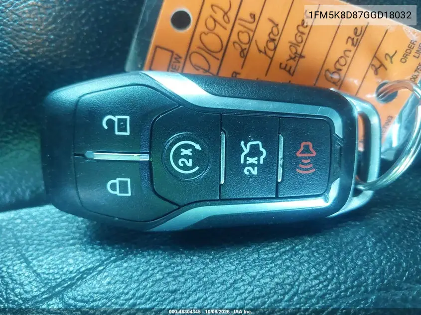 2016 FORD EXPLORER VIN 1FM5K8D87GGD18032 — фото 11