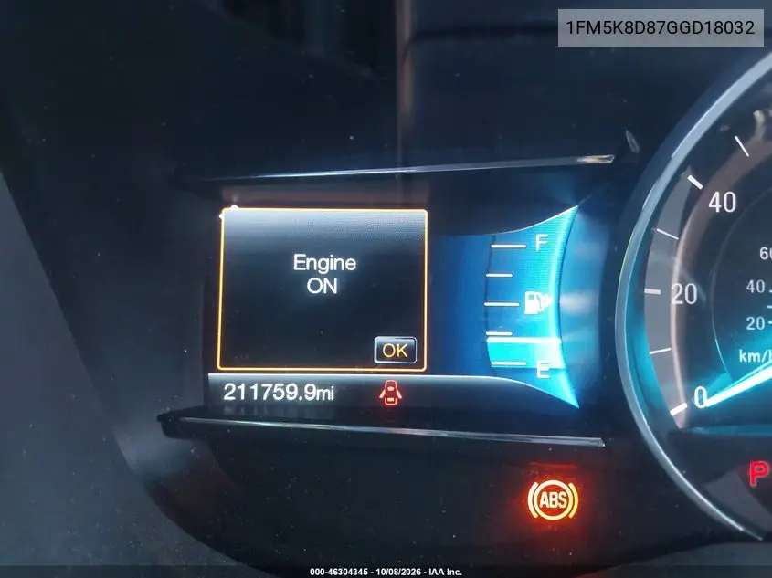 2016 FORD EXPLORER VIN 1FM5K8D87GGD18032 — фото 15