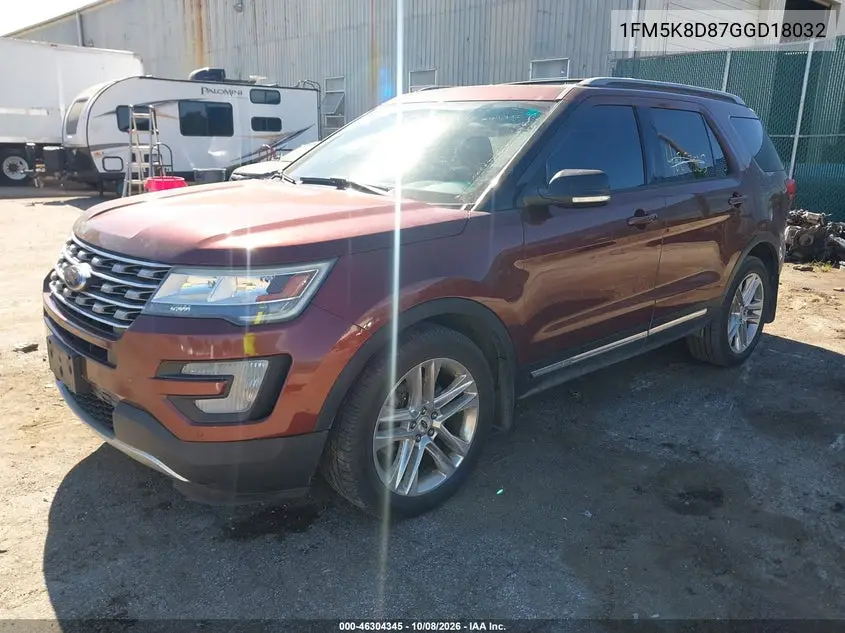 2016 FORD EXPLORER VIN 1FM5K8D87GGD18032 — фото 2