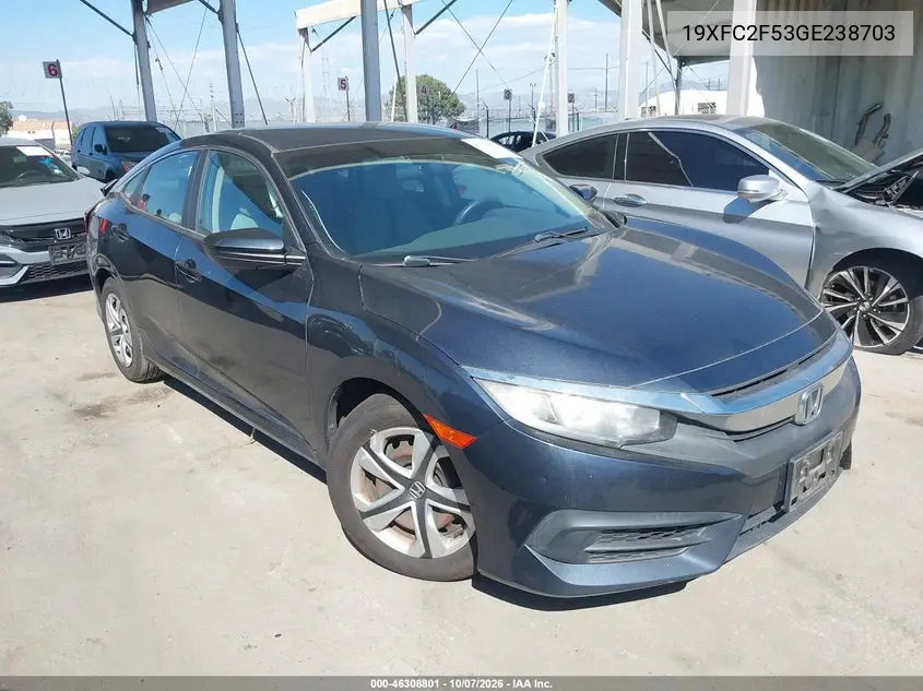 HONDA CIVIC 2016, VIN 19XFC2F53GE238703