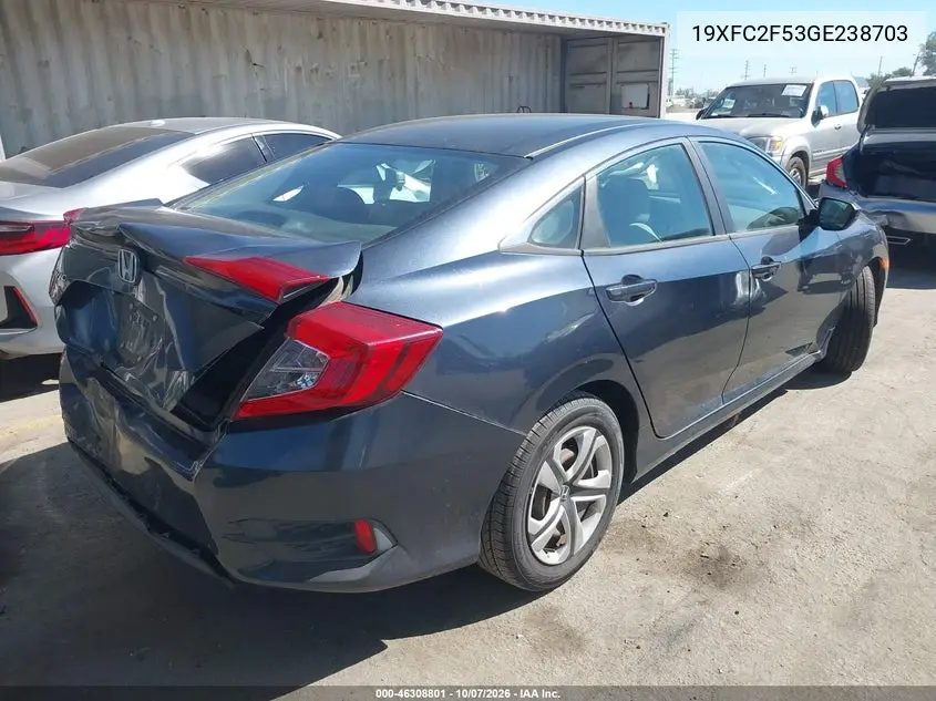 2016 HONDA CIVIC VIN 19XFC2F53GE238703 — фото 4