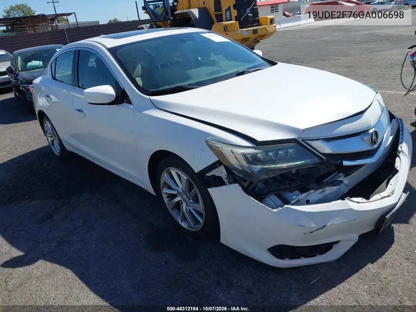 ACURA ILX 2016, VIN 19UDE2F76GA006698
