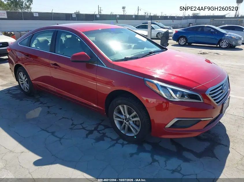 HYUNDAI SONATA 2016, VIN 5NPE24AF9GH260520