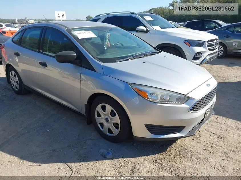 FORD FOCUS 2016, VIN 1FADP3E20GL230662