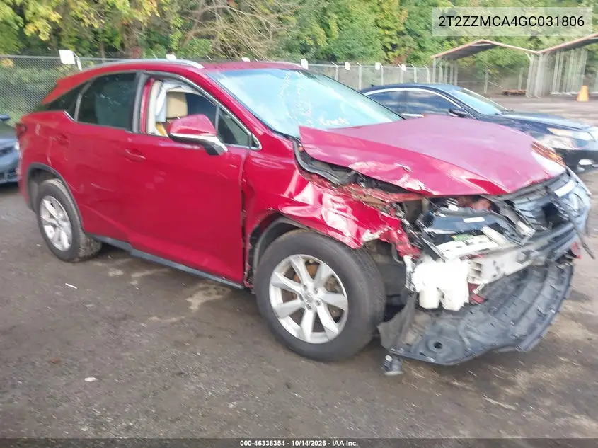 LEXUS RX 2016, VIN 2T2ZZMCA4GC031806