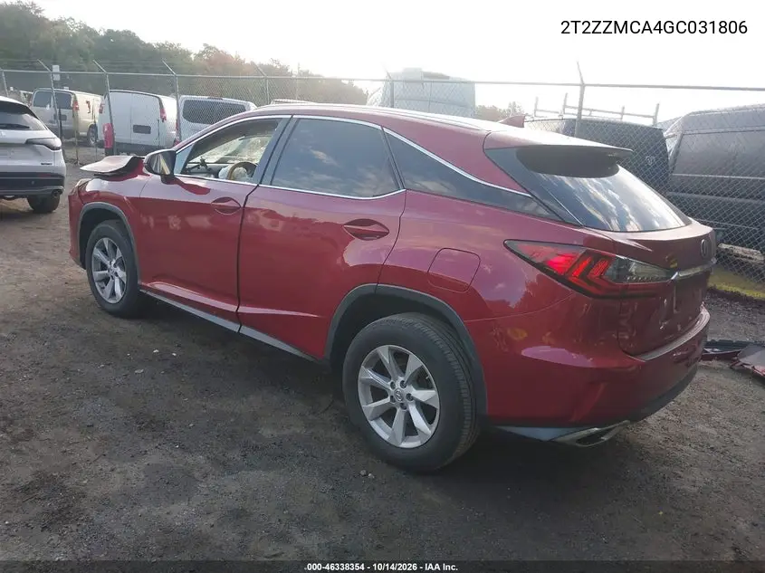 2016 LEXUS RX VIN 2T2ZZMCA4GC031806 — фото 3