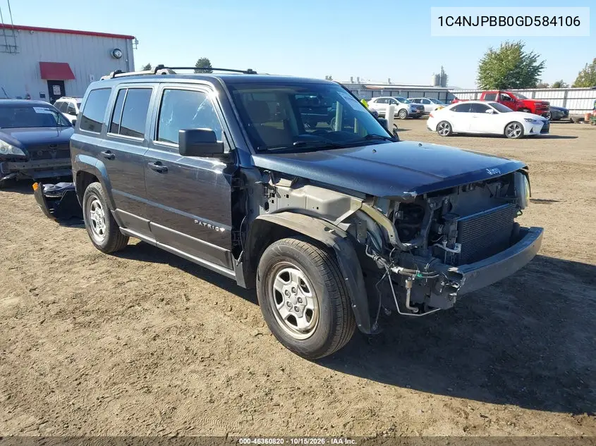 JEEP LIBERTY (PATRIOT) 2016, VIN 1C4NJPBB0GD584106
