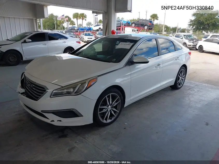 2016 HYUNDAI SONATA VIN 5NPE24AF5GH330840 — фото 2