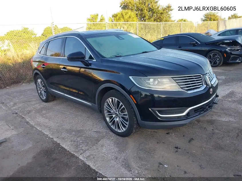 LINCOLN MKX 2016, VIN 2LMPJ6LRXGBL60605