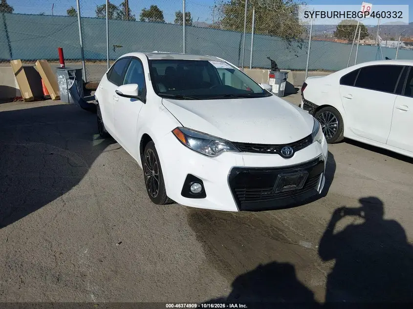 TOYOTA COROLLA 2016, VIN 5YFBURHE8GP460332