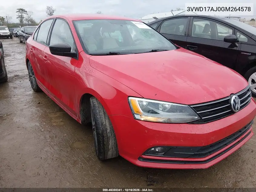 VOLKSWAGEN JETTA 2016, VIN 3VWD17AJ0GM264578