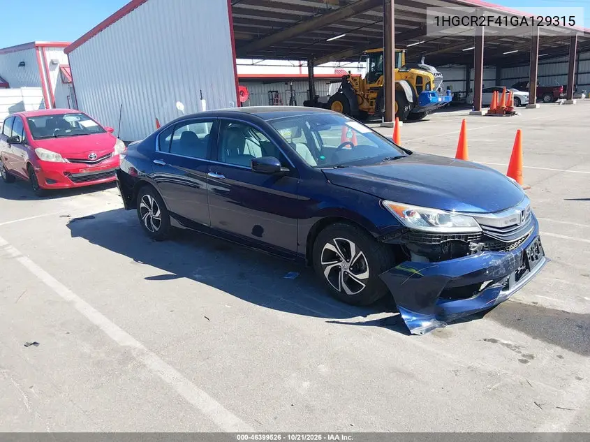 HONDA ACCORD 2016, VIN 1HGCR2F41GA129315