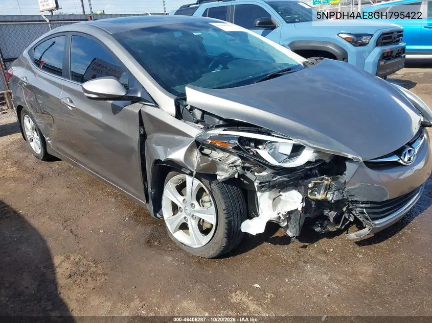 HYUNDAI ELANTRA 2016, VIN 5NPDH4AE8GH795422
