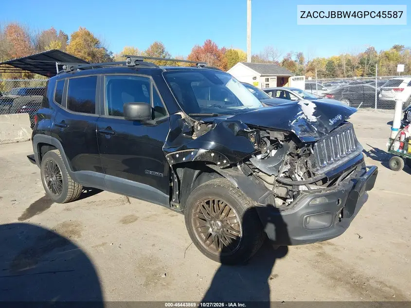 JEEP RENEGADE 2016, VIN ZACCJBBW4GPC45587