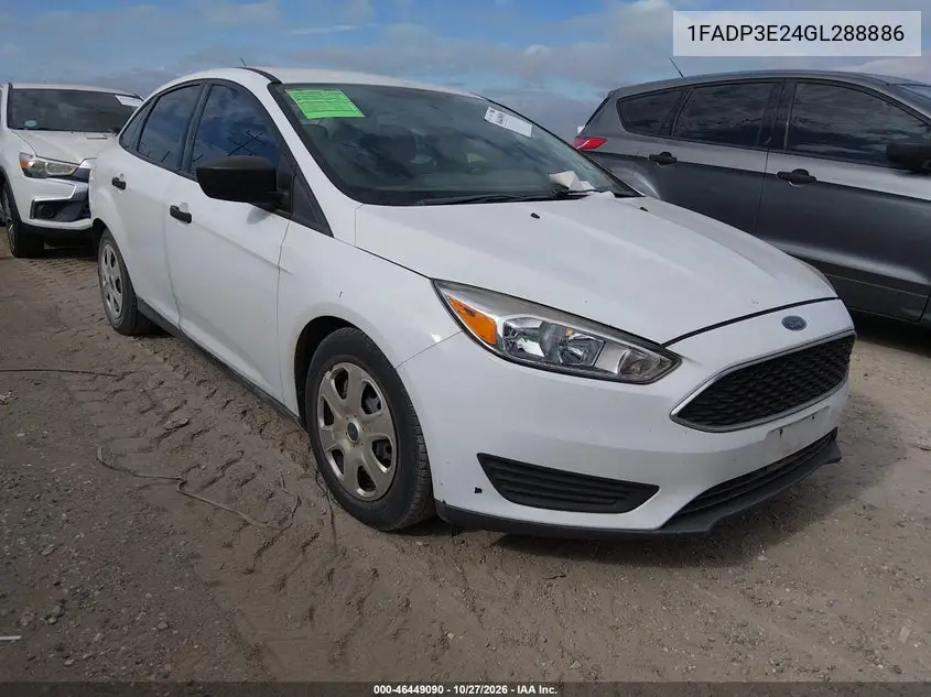 FORD FOCUS 2016, VIN 1FADP3E24GL288886