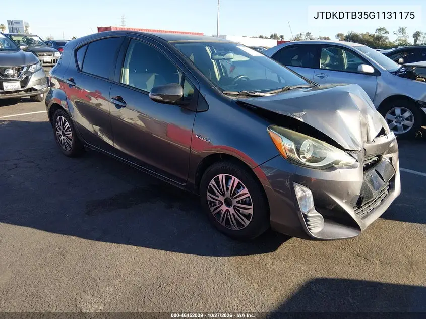 TOYOTA PRIUS C 2016, VIN JTDKDTB35G1131175