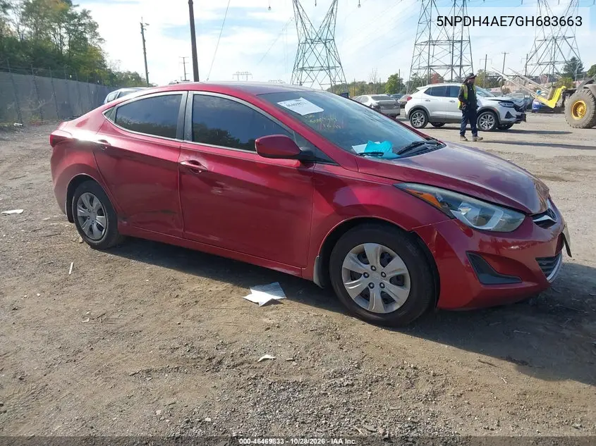 HYUNDAI ELANTRA 2016, VIN 5NPDH4AE7GH683663