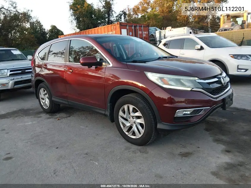 HONDA CR-V 2016, VIN 5J6RM4H51GL112201