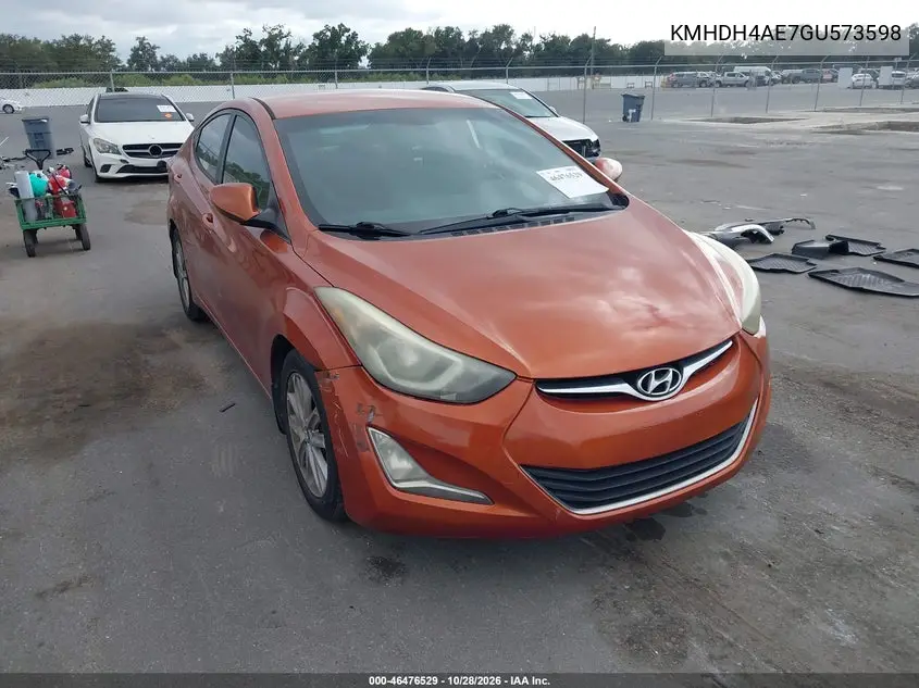 HYUNDAI ELANTRA 2016, VIN KMHDH4AE7GU573598