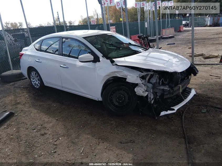 NISSAN SENTRA 2016, VIN 3N1AB7AP6GY270145