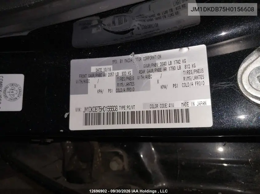 2017 MAZDA CX-3 VIN JM1DKDB75H0156608 — фото 9