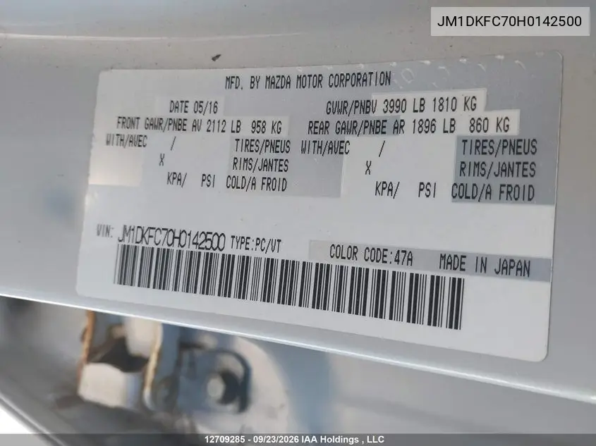 2017 MAZDA CX-3 VIN JM1DKFC70H0142500 — фото 18