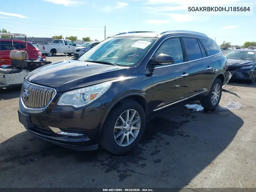2017 BUICK ENCLAVE VIN 5GAKRBKD0HJ185684 — фото 2