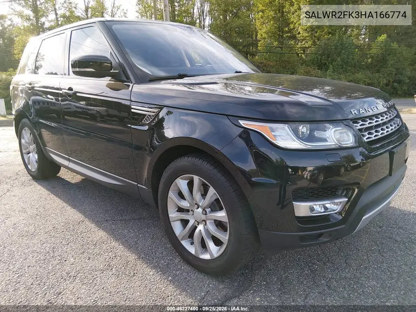 LAND ROVER RANGE ROVER SPORT 2017, VIN SALWR2FK3HA166774