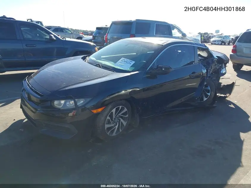2017 HONDA CIVIC VIN 2HGFC4B04HH301868 — фото 2