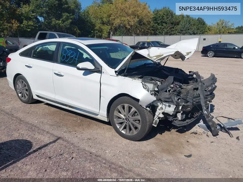 HYUNDAI SONATA 2017, VIN 5NPE34AF9HH593475