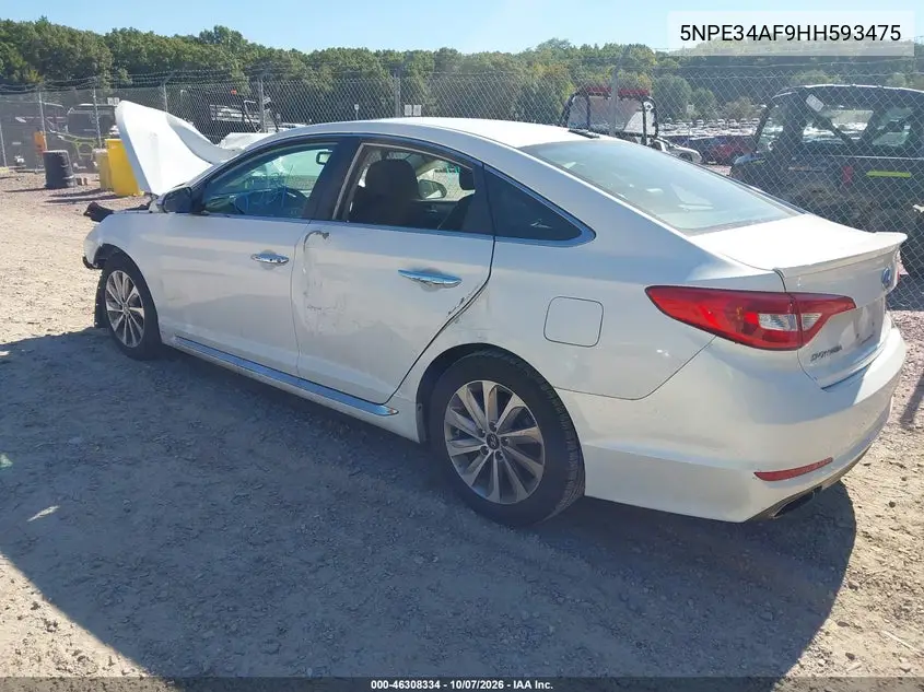 2017 HYUNDAI SONATA VIN 5NPE34AF9HH593475 — фото 3