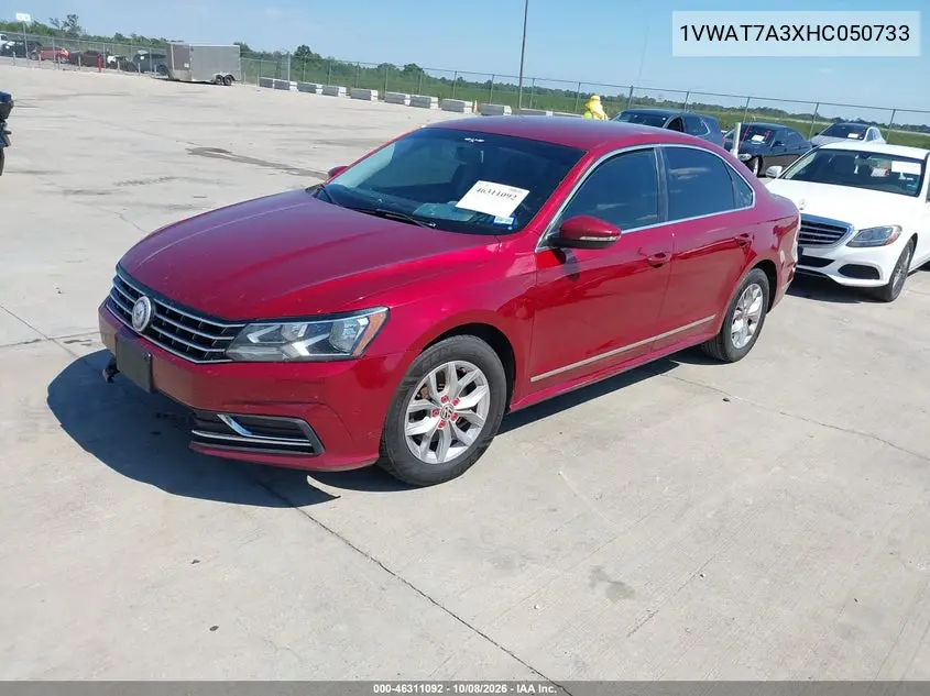 2017 VOLKSWAGEN PASSAT VIN 1VWAT7A3XHC050733 — фото 2