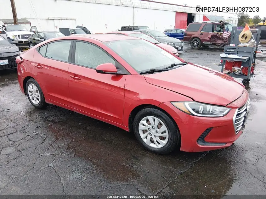 HYUNDAI ELANTRA 2017, VIN 5NPD74LF3HH087203