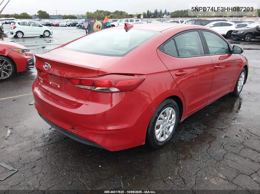 2017 HYUNDAI ELANTRA VIN 5NPD74LF3HH087203 — фото 4