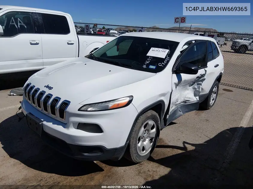 2017 JEEP CHEROKEE VIN 1C4PJLABXHW669365 — фото 2