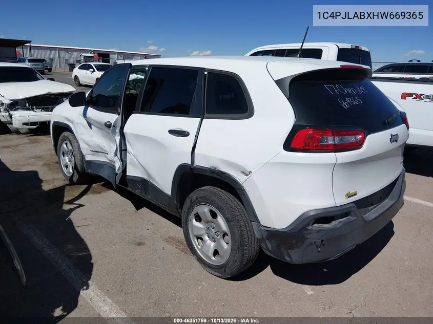 2017 JEEP CHEROKEE VIN 1C4PJLABXHW669365 — фото 3