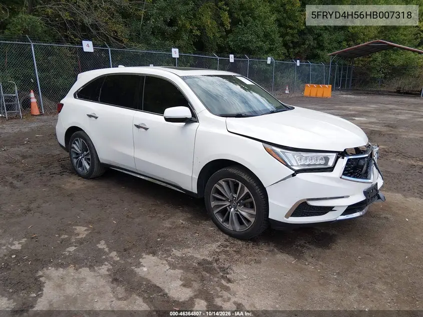 ACURA MDX 2017, VIN 5FRYD4H56HB007318