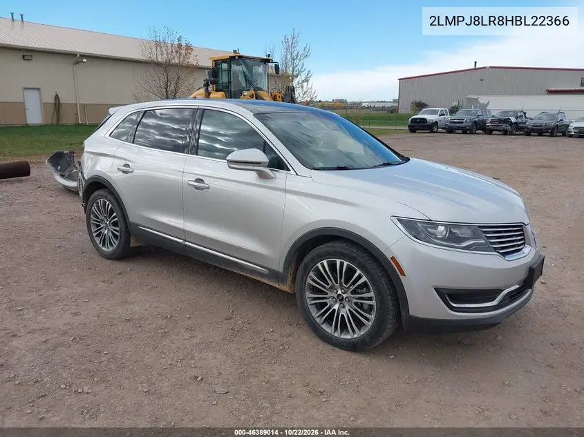 LINCOLN MKX 2017, VIN 2LMPJ8LR8HBL22366